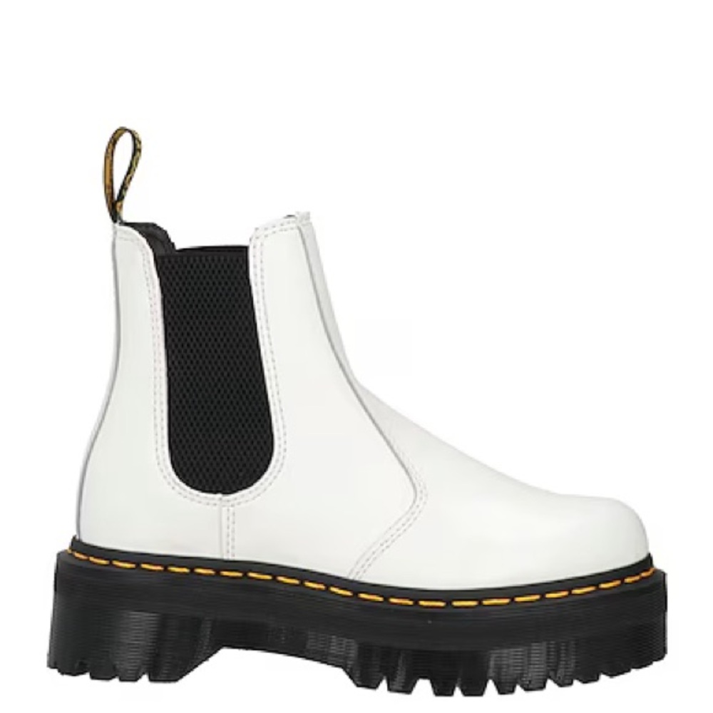 Dr Martens White Chelsea Platform Boots
